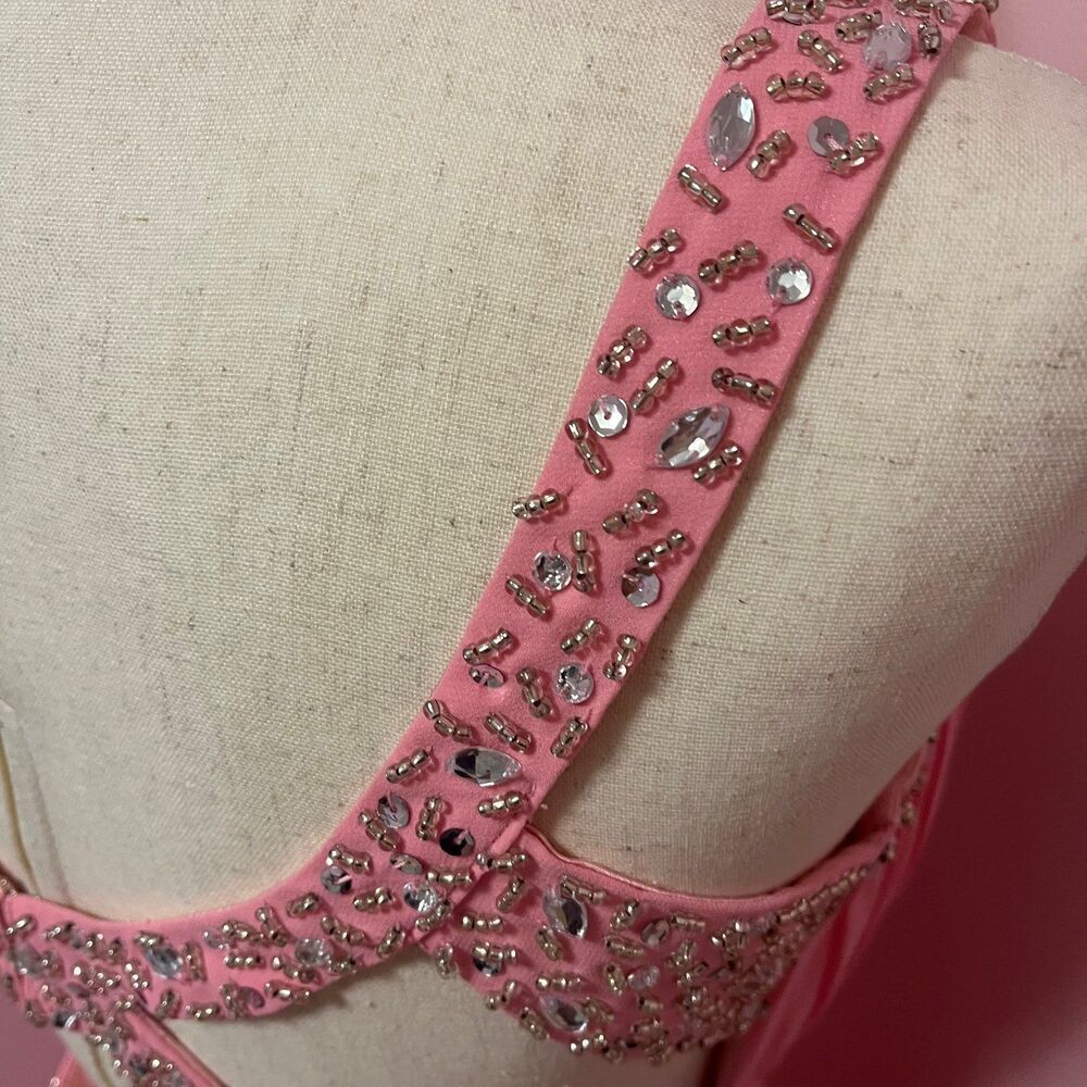 NWT Little Mistress pink cut-out maxi dress with pretty embellishments size 8 - Picture 5 of 5